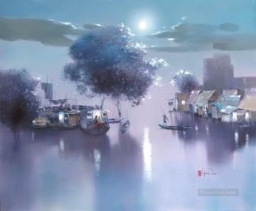 full moon night Vietnamese Asian Oil Paintings